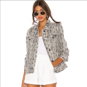 BLANK NYC Snake Print Denim Trucker Jacket